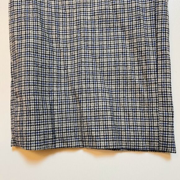 Banana Republic Pant Trouser Wool Plaid Grey Blue Stretch Lined Herringbone 14 - Picture 9 of 13